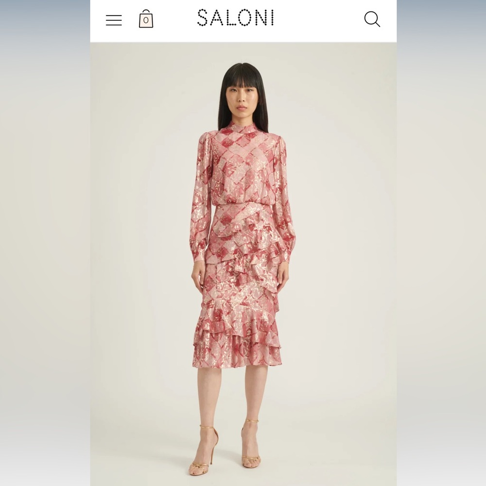 Saloni Isa Ruffle Dress In Rose Check Print